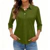 Women's Fashion Casual Lapel Short 3/4 Sleeve Color Shirt Women's Button Up Tops