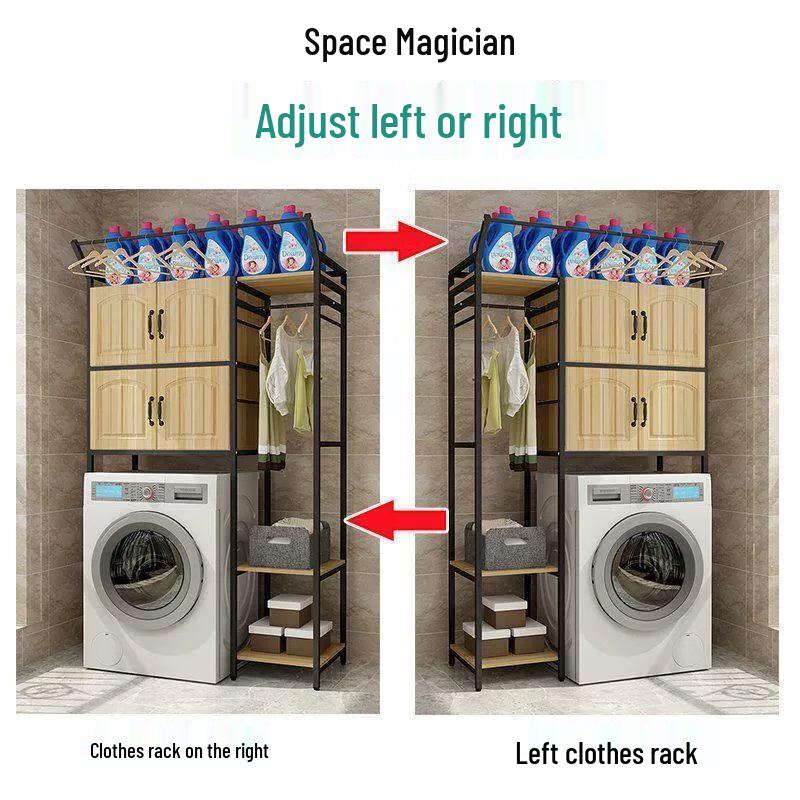 Over-Washer Storage Rack with Cabinet