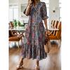 XL-5XL Women Dress Plus Ladies Skirt Spring/Summer Print V-neck Plus Size Dresses Women