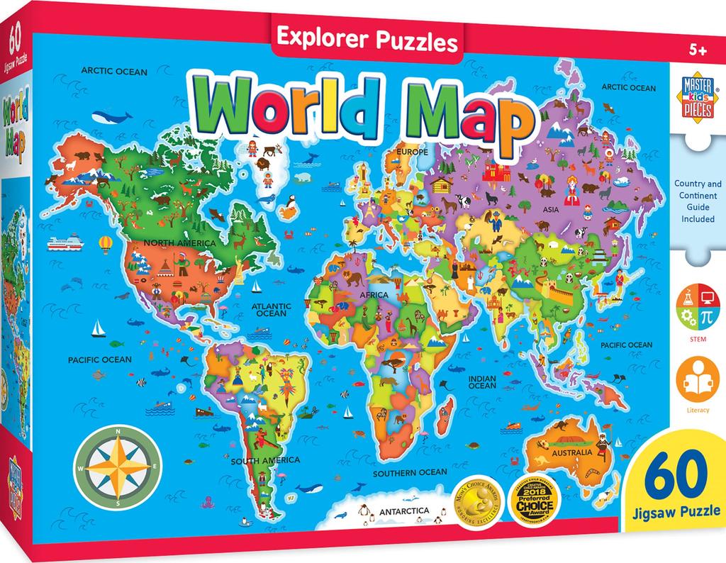 MasterPieces Masterpieces Educational Map World Creative Kids First Choice Award Stem Products 60 Piece Jigsaw Puzzle Ages Mom's 5+