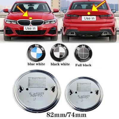 2 Stück 82 mm 74 mm Autoemblem-Abzeichen Motorhaube Front Heck Kofferraum Logo für E46 E39 E38 E90 E60 Z3 Z4 X3 X5 X6 51148132375
