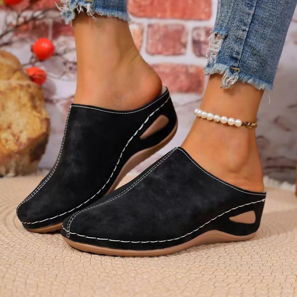 Plus Size Shoes for Women 36-42 Winter Fashion Women Slip on Short Plush Warm Comfortable Platform Wedges Non-slip Slippers Flat