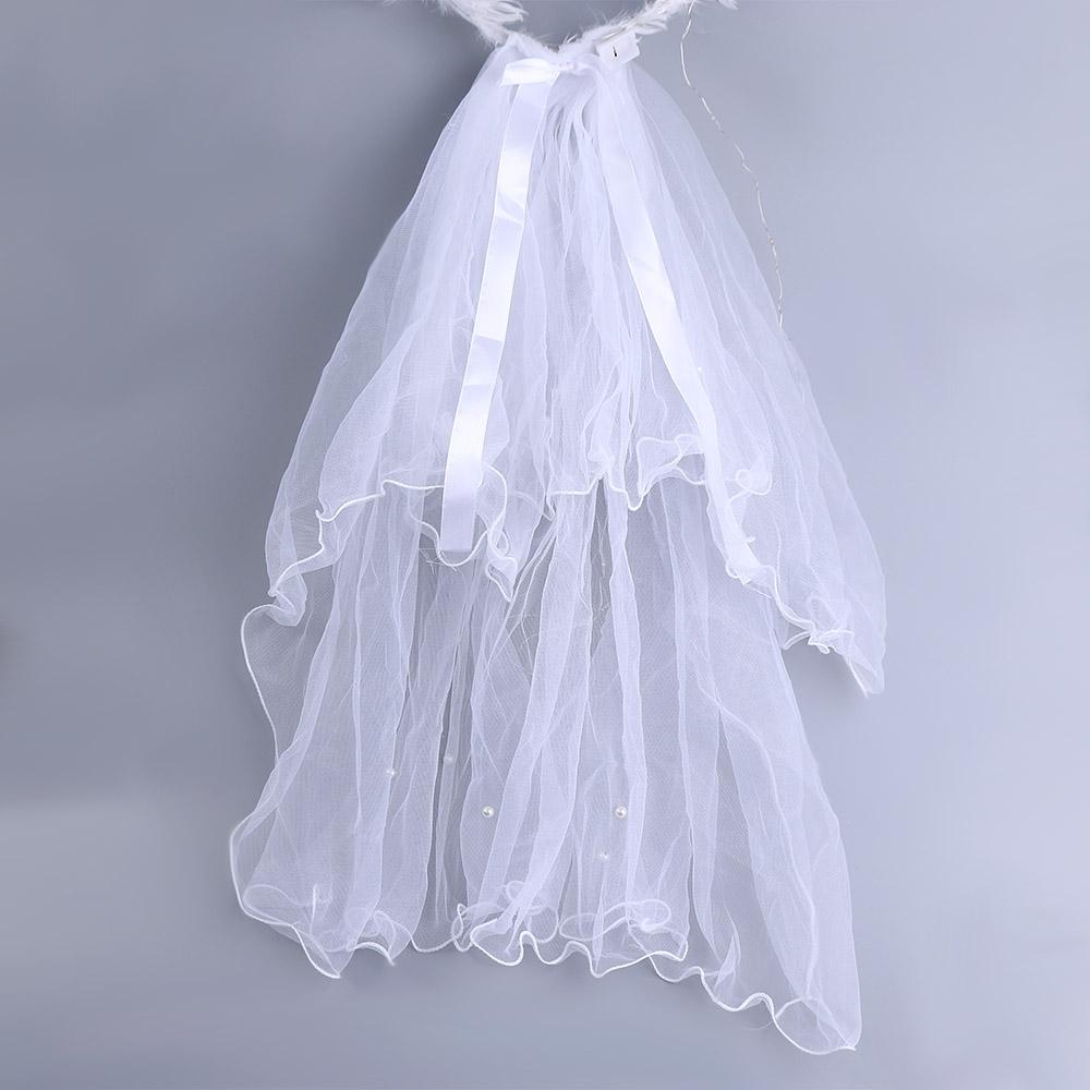 Feather White Veil Bridal LED Light Bride Veil Korean Bride Headwear Headbands Women Wedding Veil