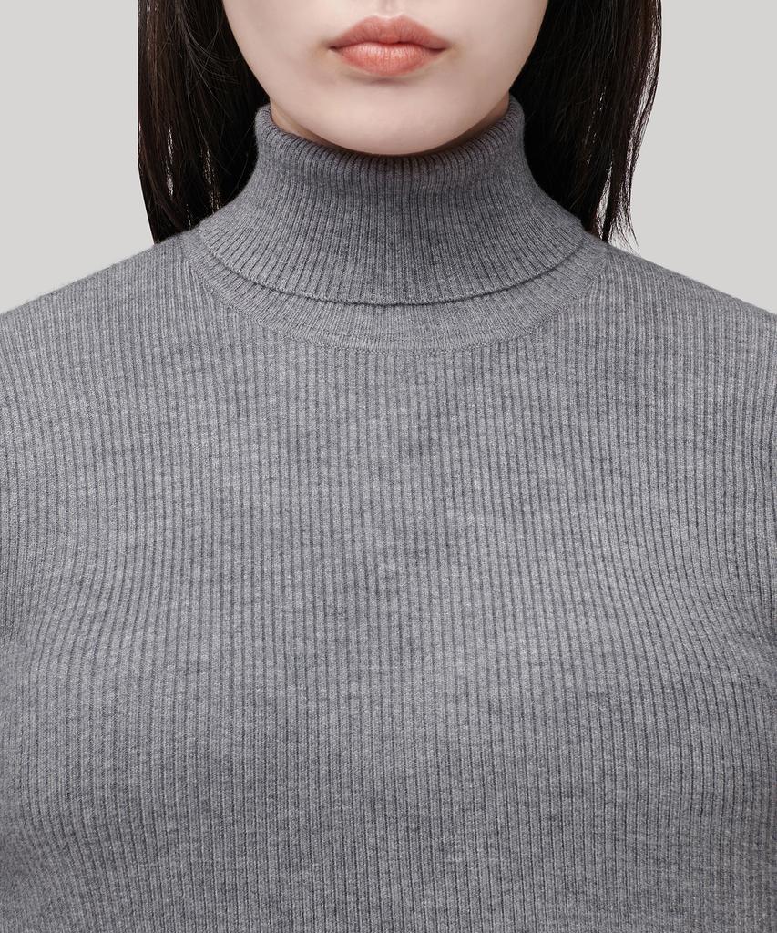 MUSINSA STANDARD WOMAN Women'S Ribbed Slim Turtleneck Knit [Medium Grey]