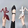 Fashion Ladies Shoes Pointed Toe Sandals for Women Block Heel Pumps Footwear Outdoor Red Heeled High Heels 2025 Summer Chunky Thick Sale