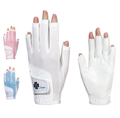 Golf Högventilerande Nät Damhandskar, Par, Fingerlösa, Grepp, Material, TYS-026 (21, Vit)
