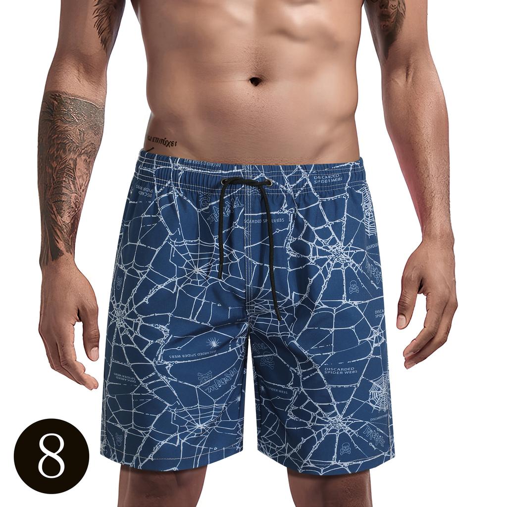 Men's casual shorts, men's shorts 2025 model, featuring tree branch and leaf patterns