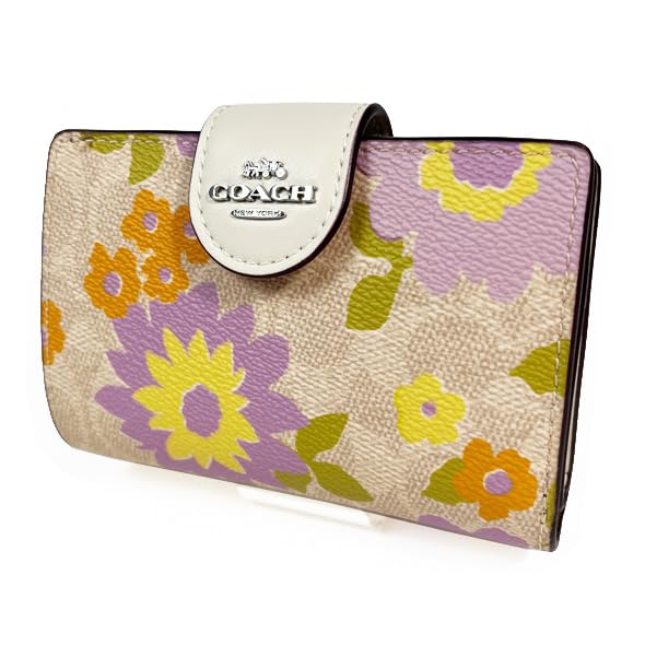 

Coach CBO30 Medium Corner Zip Signature Floral Sand Wallet, Canvas, Print, Multi, SV/SAS, Women s [Outlet Item]