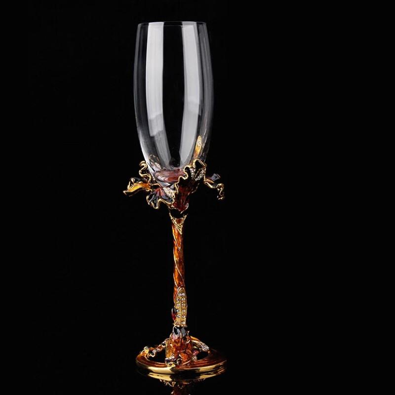 Shangqi Carved Enamel Crystal Champagne Glass Gift Set