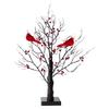 LED Vintage Glowing Tree W/ Cardinals Artificial Birch Lighting With Red Berry & Bird Parrots Twinkle Tree Lamp Xmas Party Decor