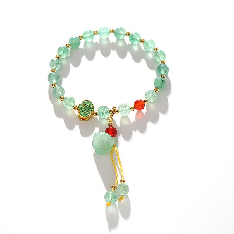 Lotus pod bracelet green strawberry crystal bracelet. Bangles Women Fashion Jewelry accessories Gift зелёный