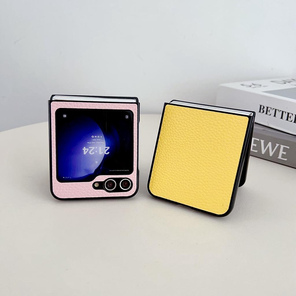 For Samsung Galaxy Z Flip7 FE 5G/Z Flip6 5G Case Litchi Texture Leather + PC Shockproof Phone Cover