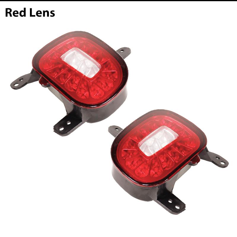 

2pcs For Jeep Renegade Rear Bumper Reflectors Red Tail/Brake,Rear Fog Lamps and white Reverse Lights 2015-2019