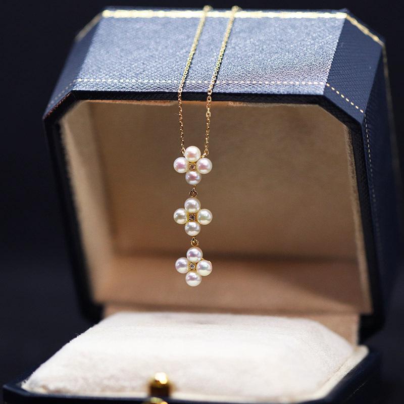 

Позолоченное колье из стерлингового серебра 925 пробы с жемчугом и бриллиантом, цепочка для ключиц с цветочным дизайном. 925 Silver