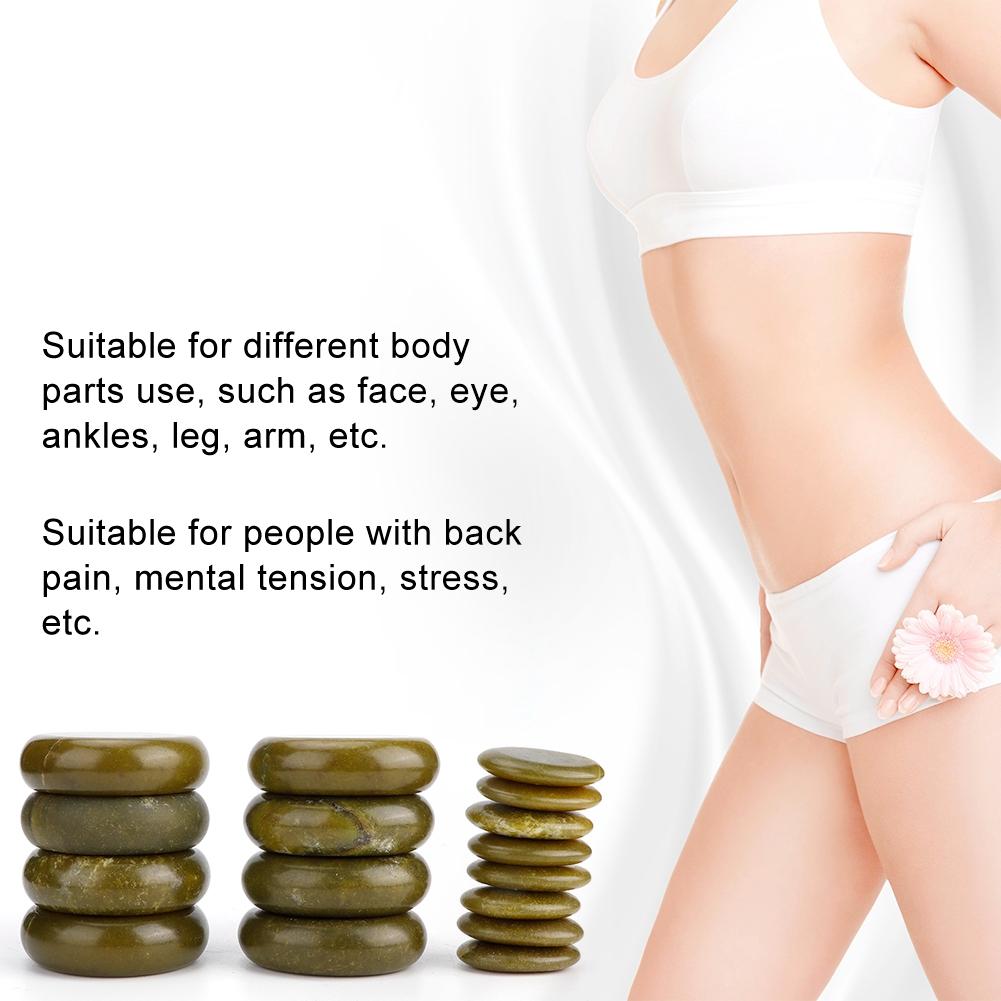 16pcs/set Hot Spa Massage Stone Set Heated Green Jade Body Massage Rock Kit