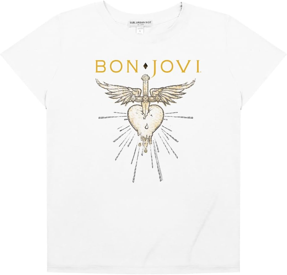Bon Jovi distressed winged heart sword graphic T-shirt M