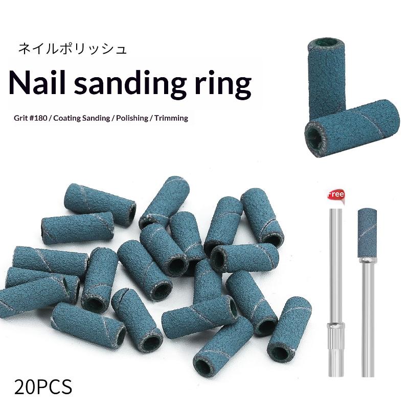 

20Pcs Mini Sanding Bands Rings Thickened Nail Drill Bits With 1Pcs Mandrel Sets Colorful Electric Manicure Accessories Tool синій