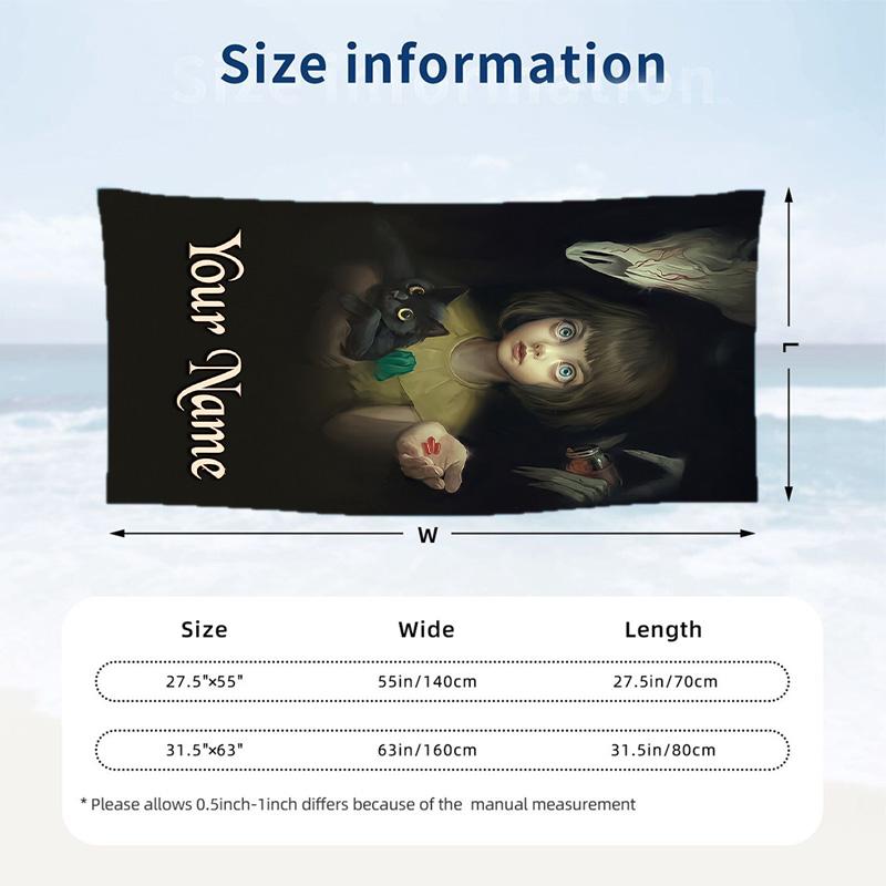 Beach Towel Custom Name Text, Quick Dry Large Towel For Beach HomeFran Bow