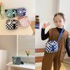 Vintage Chessboard Pattern Kids Shoulder Bag With Expandable Lightweight Nylon For Daily Use