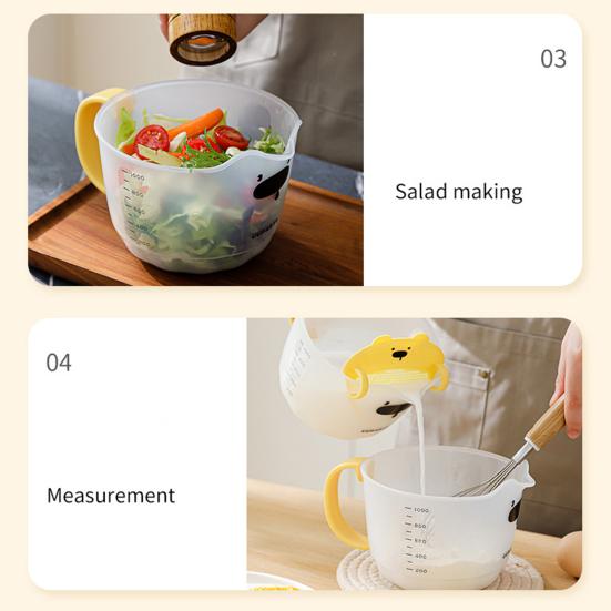 Tasse à mesurer Forme d'ours Fouet à œufs avec filtre PP de qualité alimentaire Tasse égouttoir Panier à riz et fruits Outils de lavage