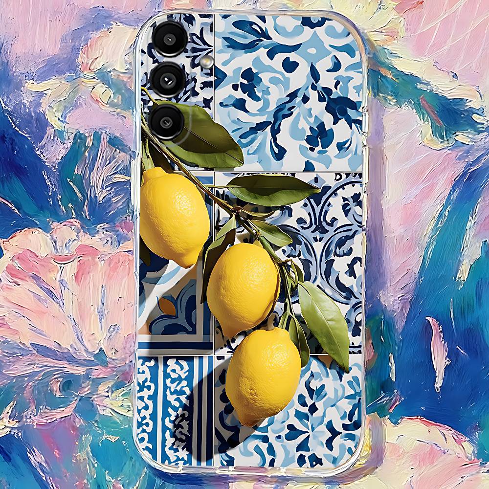 Mediterranean Lemon Fruit art Clear case suitable for  Samsung S30,S25,S24,S23,S21,S22,S20,S10,5G,FE,lite,PIus,Ultra Transparent