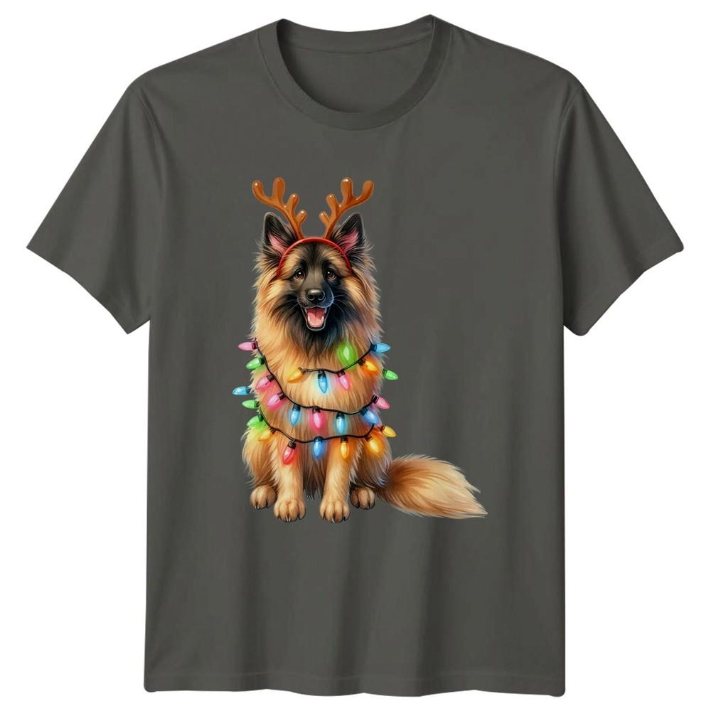Dog Reindeer Antlers Christmas Lights Holidays Unisexs Unisexs Graphic Tee S