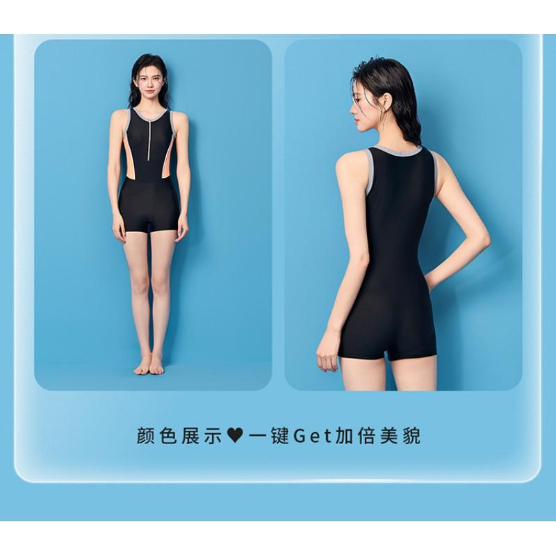 Einteiliger Boxer-Badeanzug Damen Sportmode Bauchbedeckung Schlankmachend Sexy Große Größe Heiß