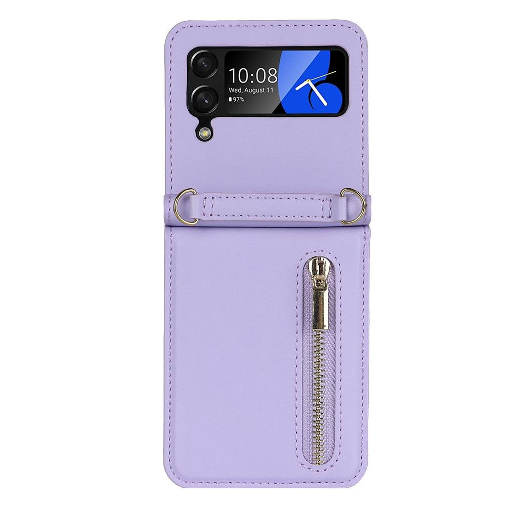 Samsung Z Flip7 Crossbody Leather Case with Zipper Card Slot