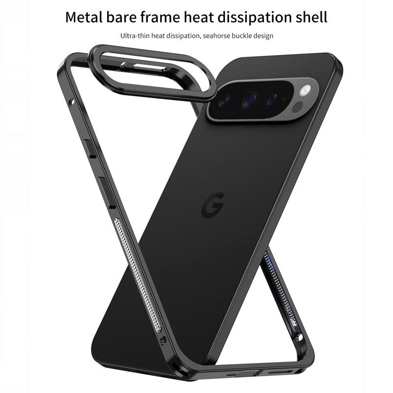 Cooling Medium Frame Phone Case for Google Pixel 9 Pro XL Case Aluminium Alloy Metal Border for Google Pixel9 ProXL 5G Cover
