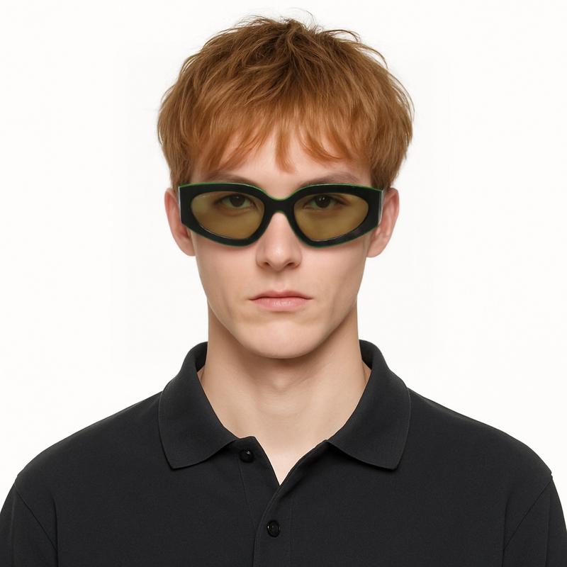 CHANEL temple decoration irregular sunglasses men's green