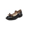 New women's low-top shoes, light-mouth low-heeled small leather shoes, round-head women's single shoes, black casual rubber soles for all seasons