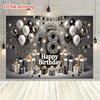 2D Elegant 18th Birthday Backdrop "Happy Birthday" with Diamond Number 18 Party Background