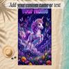 Unicorn Theme Soft Beach Towel Personalized Custom Name Text Towel Portable for Beach Pool Travel