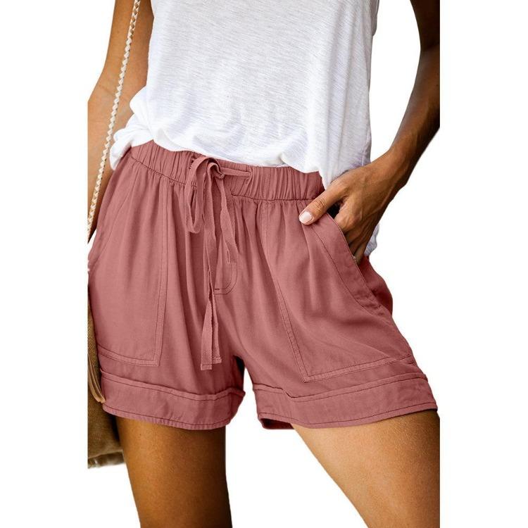 Plus Size Women Casual Loose Shorts Pants with Pockets Elastic Waist Drawstring