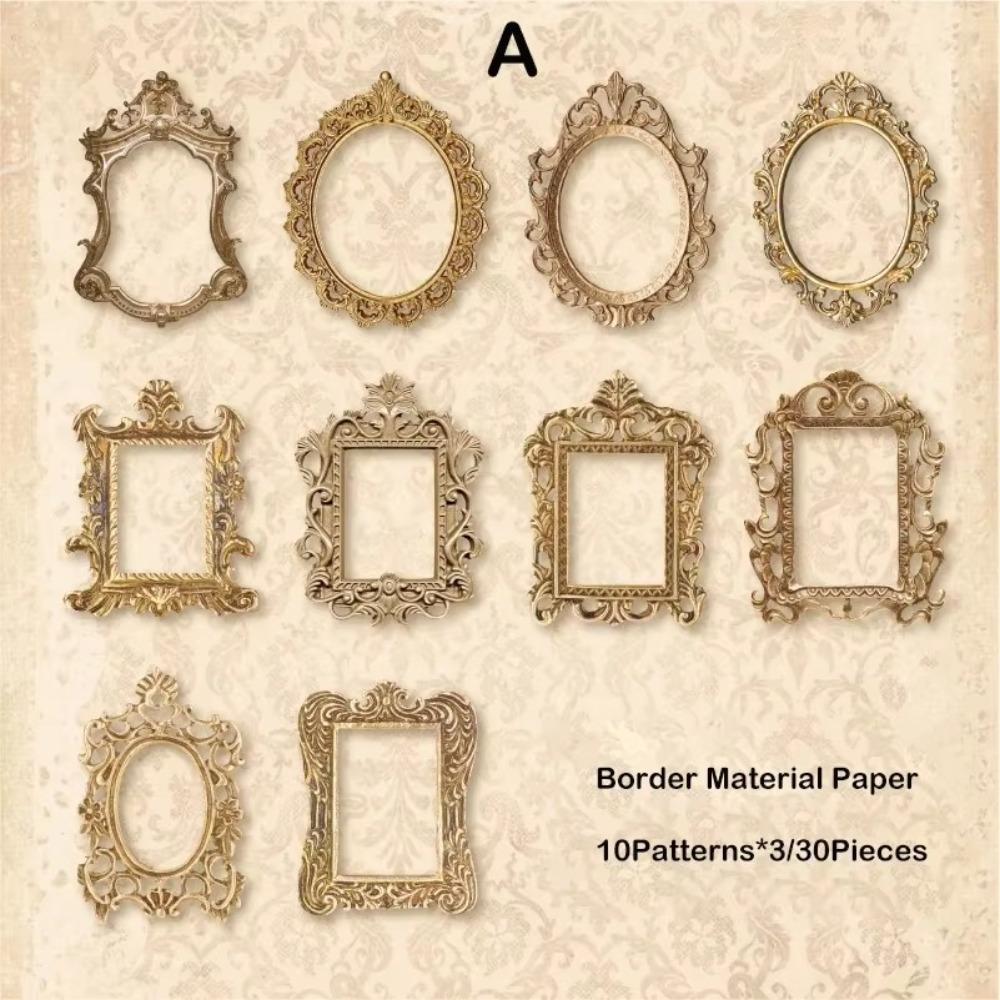 

30pcs Pack Vintage Cutout Frame Vintage Style Frame Shape Scrapbooking Materials Relievo Embossed Texture
