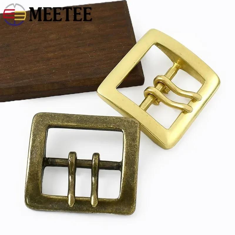 Boucles de Ceinture Rétro pour Homme Meetee 40mm Boucles à Ardillon Cuivre Pur Boucle de Ceinture à Double Aiguille Boucle d'Ajustement de Sangle Accessoires de Couture