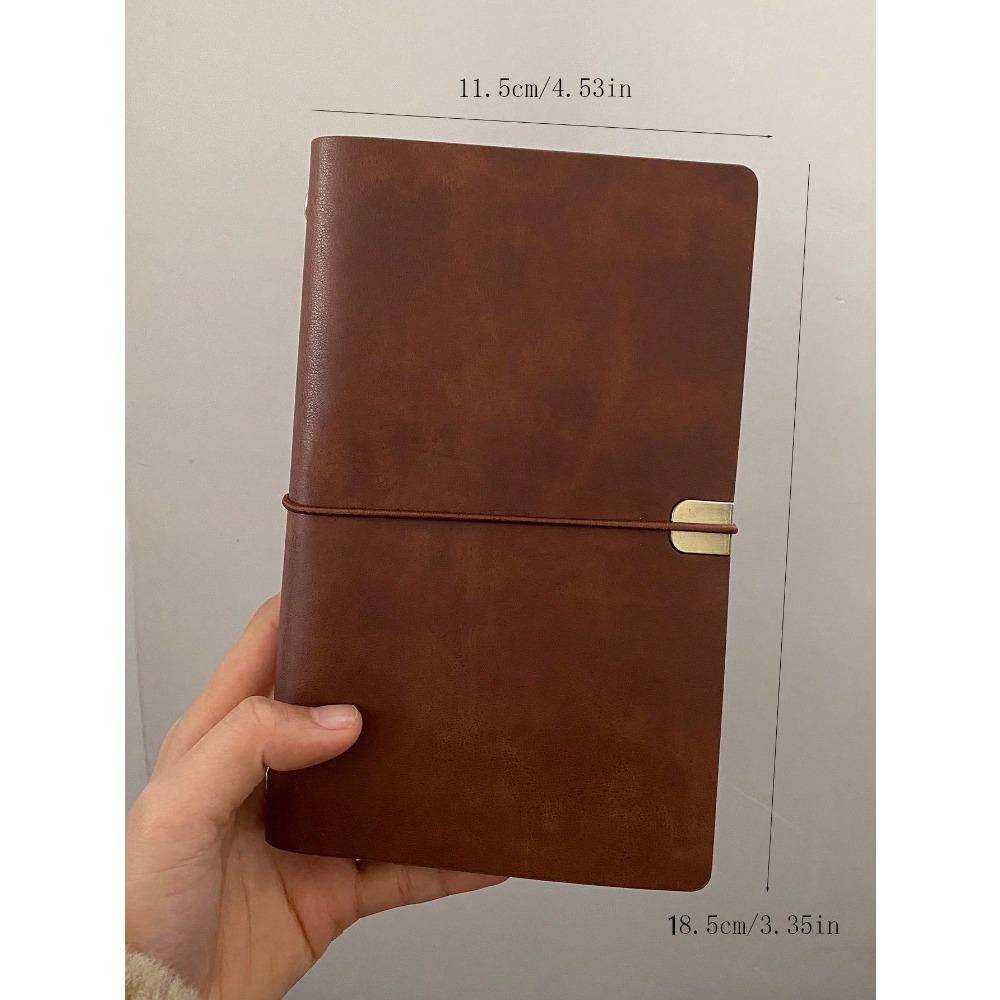

Винтажный кожаный блокнот - ежедневник из крафт-бумаги с отрывными листами и ремешком, мягкая однотонная обложка, перекидной ежедневник коричневый