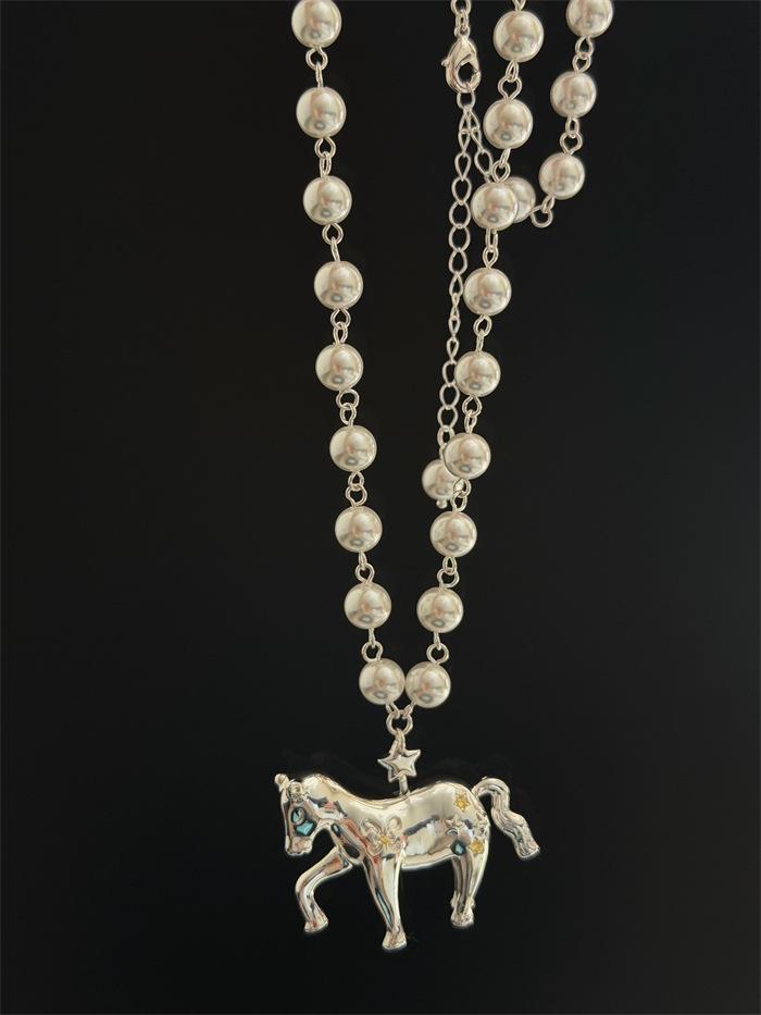 Zodiac Pearl Beaded Pony Necklace - Luxurious, Versatile Layered Sweater Chain for Women