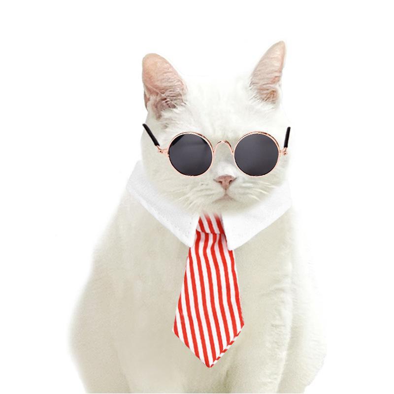 Pet Dog & Cat Decorative Collar Set with Bow Tie and Sunglasses