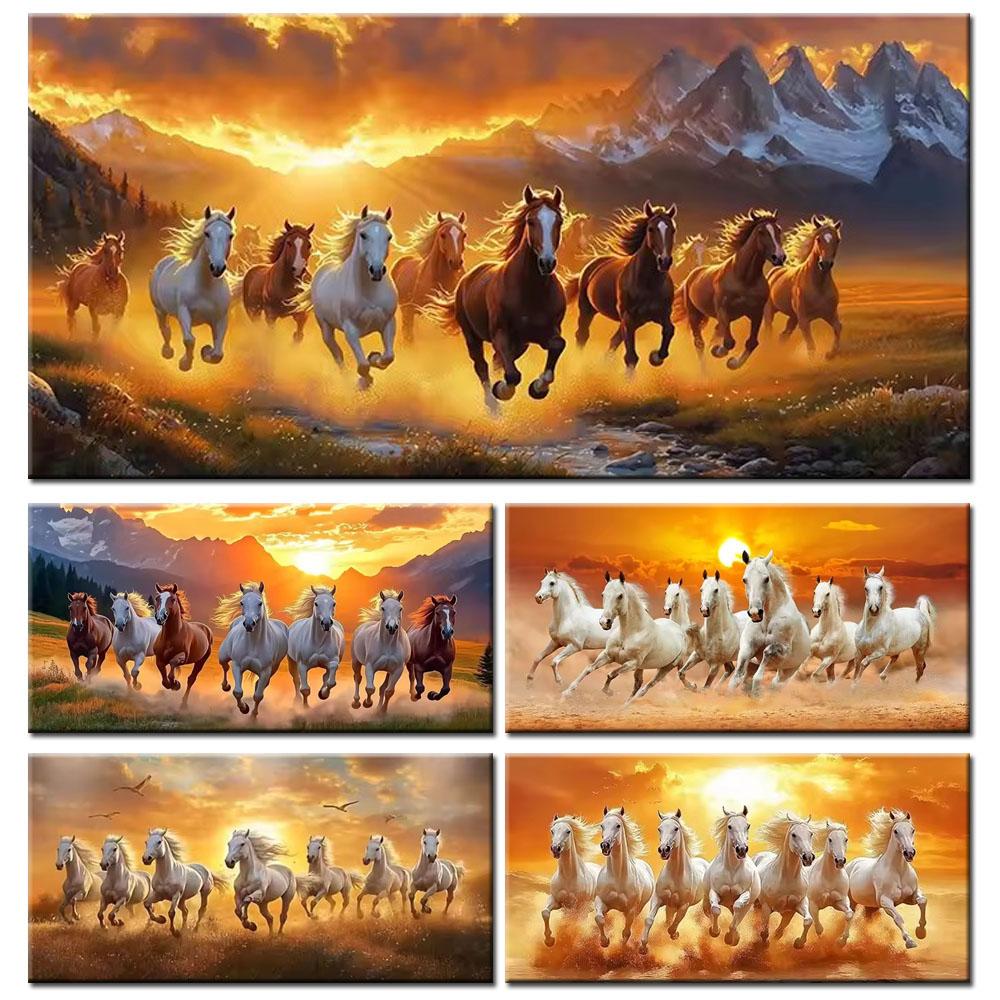 Running Horses Picture DIY Diamond Painting Cross Stitch Full Drills Diamond Mosaic New Collection Home Decor