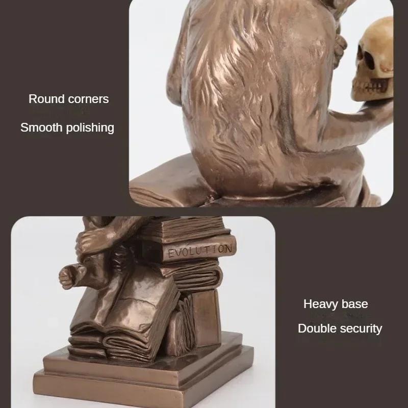 Creative Skull Darwin Ape Resin Sculpture Cabinet Study Entrance Living Room Office Desktop Decor Home Historical Crafts Gift