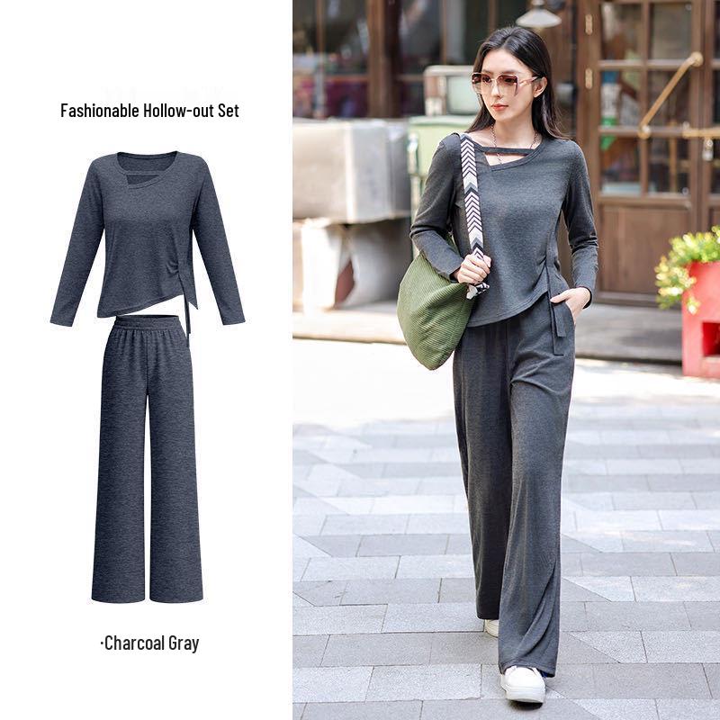 2026 Elegant Women's Suit Set: Long Sleeve & Pants, Loose, Fashionable, Comfortable, Casual, Simple, Breathable