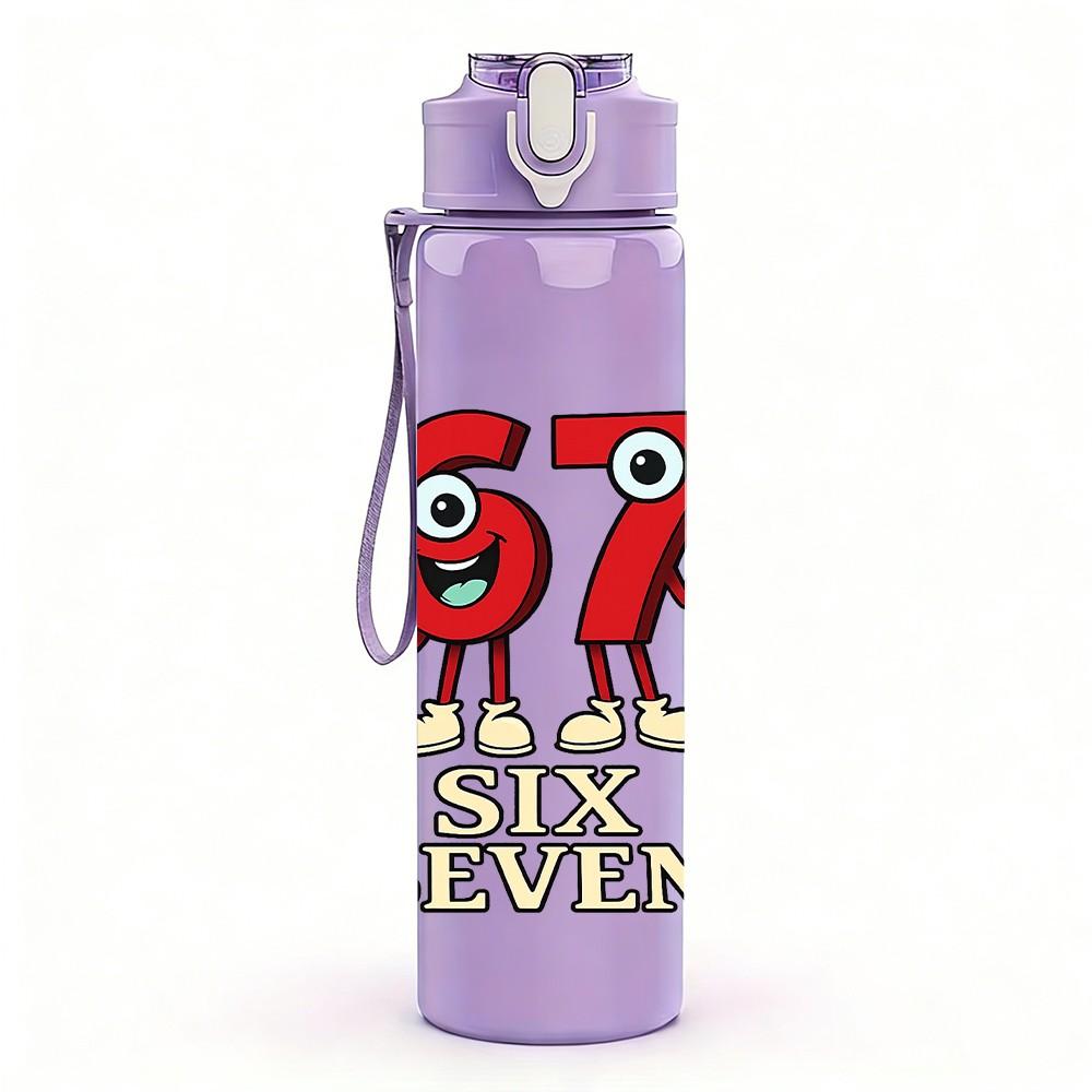 1PC Number 67 Six Seven Graffiti Art Print 750ml Color Plastic Sports Water Bottle Leakproof Flip Straw Lid Suitable for Sports Office Home Use