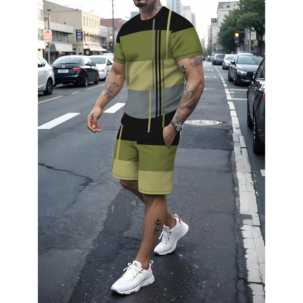 Herren Kurzarm-Shorts-Set Lässiger Mode-Sportanzug Einfache Bequeme Unisex Sportbekleidung