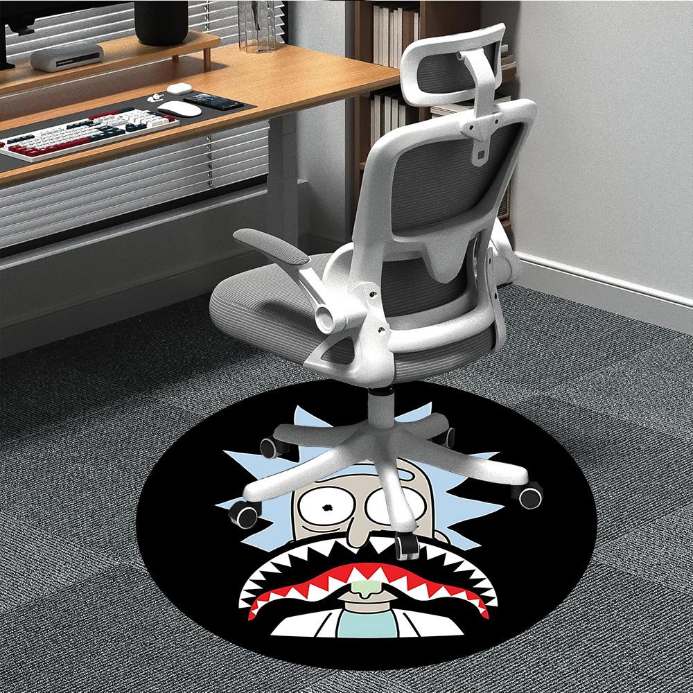 

1pc Rick Sanchez Shark Mouth Office Round Area Rug, Indoor Mat Suitable For Office, Under Office Chairs Bedroom Living Room Home Decor, Room Deco 80cm