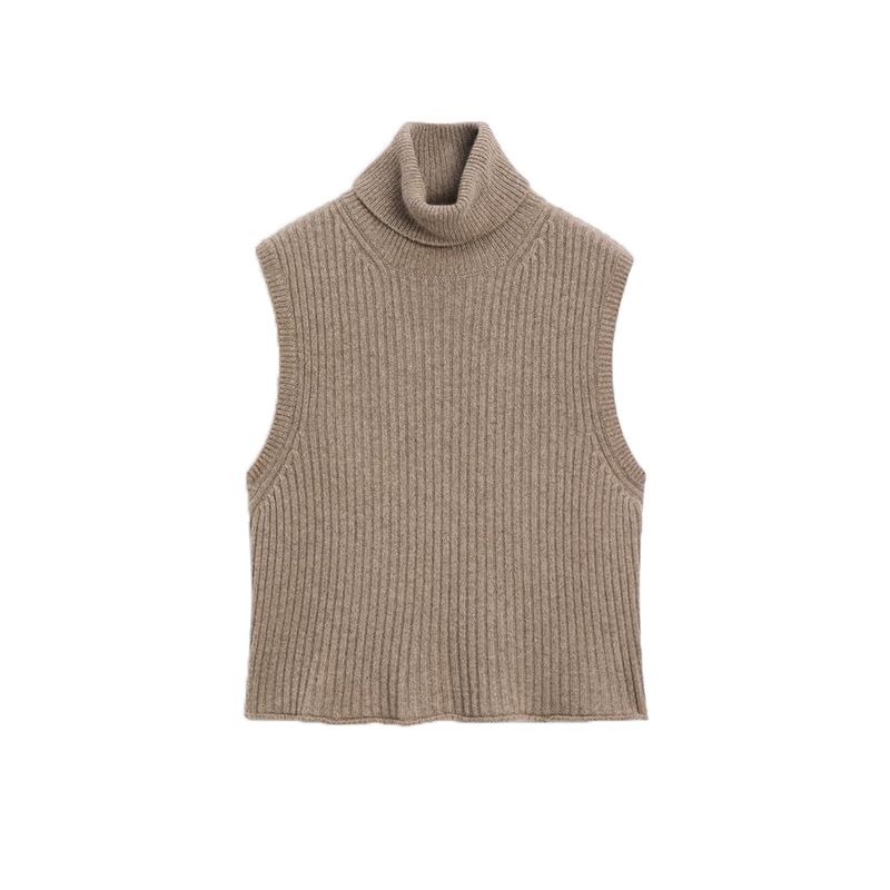 

Юбка миди в рубчик 5213695 Вязаный жилет с высоким воротом 5756695 Brown Tops L