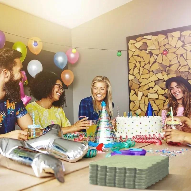 50PCS Scalloped Sage Cocktail Napkins Disposable Paper Tissue Party Napkin Beverage Towels for Wedding Birthday Christmas Supply