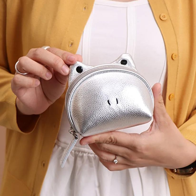 Minimalist Small Wallet Women Men Frog Coin Holders Zipper ID Case Coin Purses with Lanyard Keychain for Cards,Cash