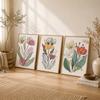 Boho Floral Wall Art, Abstract Line Art Canvas Painting, Minimalist Botanical Poster Print for Bedroom Living Room Wall Decor