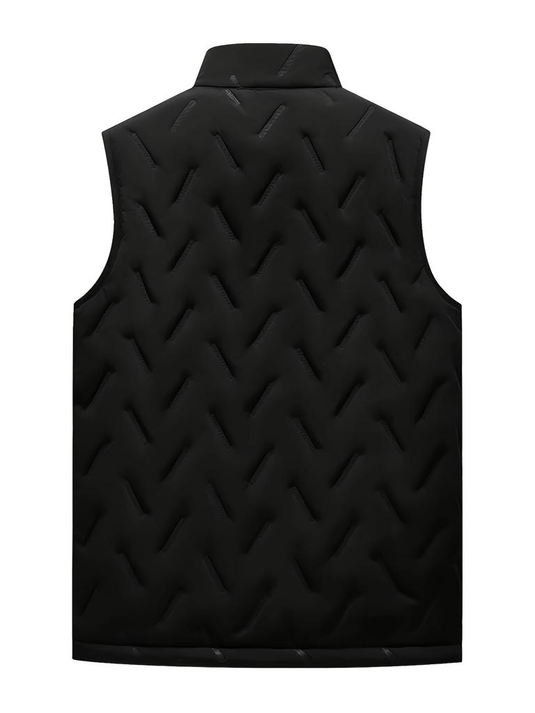 Men's Zip-Up Athletic Vest Black/Beige Autumn Warm Vest Male Padded Coats Loose  Sleeveless Jackets Winter Vest